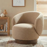 KISLOT Swivel Barrel Accent Chair, Boucle Fabric, Sand, 1-Pack