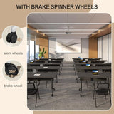 Folding Conference Table, 6 Pack Foldable Rolling Conference Room Tables Meeting Seminar Table