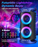 Large Party Bluetooth Speaker, 260W Peak Powerful Loud Sound with Deep Bass, 15Hr Playtime, Fast Charge, RGB Cool Light Show, TWS, Portable for Outdoor Beach, Camping, Backyard, Work, Home (Blue)
