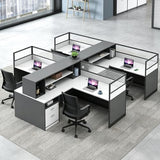 STLWR Cubicle Desks with Privacy Screens (4 People