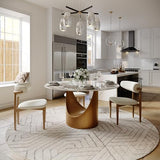 POVISON Round Glossy Pandora Dining Table for 4, 51" Sintered Stone Tabletop Dining Table