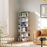 SpaceAid 6 Tier Rotating Shoe Rack Tower, Spinning Shoe Display Lazy Susan, Revolving 360 Shoe Rack Storage Round Carousel, Vertical Handbag Rotate Shoes Closet Organization (6-Tier Gray)