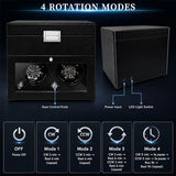 Lieinw Automatic Watch Winder for Rolex and Auto Watches, Leather Double Winding Watch Box + 6 Storage Slots with Japanese Quiet Motor & Blue LED, Rotating Watch Case Used for Storage, Display & Gifts
