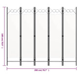 Zexlorith 5-Panel Room Divider, Foldable Fabric Partition Screen, White