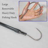 Wamlet Telescopic Fishing Gaff with Stainless Sea Fishing Spear Hook Tackle, Nonslip Rubber Handle Aluminium Alloy Pole for Saltwater Offshore Ice Tool (CURVEDHOOK)
