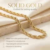 14K Solid Gold - Men's Rope Chain Necklace