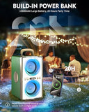 YIER Bluetooth Speaker, 240W Peak Loud Party Speaker with Big Bass, 20H Playtime, TWS, BT5.3, Large Portable Wireless Boom Box with LED Light for Outdoor Backyard Beach Home (Leather Green)