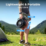 BougeRV Portable Fan Rechargeable, 20000mAh Battery Powered Fans with 4 Wind Speeds Hook Brighter Light LCD Display 270° Rotatable for Camping, Tent, Outdoors, Office, Travel, RV