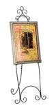Floor-Standing Easel Stand with Decorative Embellishments and Adjustable Hooks, 71.25 inches Tall, Steel Construction - Black