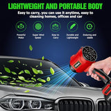 Cordless Leaf Blower, Leaf Blower Cordless with Battery and Charger, Portable Lightweight Handheld Blower, Extended Nozzle, Turbo Jet Blower (Red)