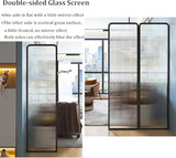 6ft Tall Room Divider - 4-Panel Freestanding Metal & Glass Privacy Screen