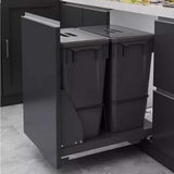 Under Cabinet Pull-Out Trash Can & Recycling Bin, Soft-Close Under Sink Waste Container Kit (Double 36L) for Kitchen Organization and Space-Saving Solutions