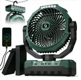 36000mAh Portable Camping Fan - 120HRS Rechargeable Fan with Detachable Battery with LED - 4 Speeds Battery Powered for Tent,Travel, Office, Jobsite, Green