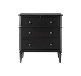 HULALA HOME 30 Inches Side Table with Charging Station, Black
