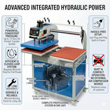 16x24 Hydraulic Heat Press Machine: Dual Platen Heat Transfer Press with Infrared Laser Positioning