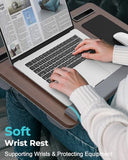 Potuopy Lap Desk - Up to 17” Laptop Tray with Wrist Rest, Portable Handle, Fixed Mouse Pad