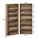 IRONCK Bookshelves and Bookcases Set of 2 Floor Standing 6 Tiers Display Storage Shelves 70 in Tall Bookcase, Bed Room