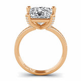 Oseew Sterling Silver/ 10k 14k 18k Solid Gold Radiant Cut Moissanite Rings Moissanite Solitaire Wedding Ring (Rose Gold)