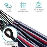 Best Choice Products Double Hammock with Steel Stand, Indoor Outdoor Brazilian-Style Cotton Bed w/Carrying Bag, 2-Person Capacity - Abyss