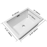 Enbol 20.6" x 14.5" Drop in Bathroom Sink Rectangule Vessel Sink Self-rimming Top Mount Bathroom Sink White Ceramic Lavatory Vanity with Overflow O2014-1