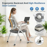 100 Pack Foldable Conference Chairs with Tablet Arm & Wheels Space-Saving