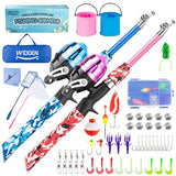 WIDDEN 2 Pack Kids Fishing Pole, Portable Telescopic Kids Fishing Poles Set for Boys and Girls, Fishing Rod and Reel Combo Kit with Tackle Box, and Fishing Net, Best Fishing Pole for Toddler Youth