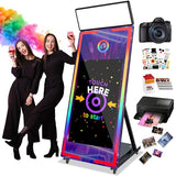 Magic Mirror Photo Booth with Camera and Printer, 65-43in Interactive Touch Screen Mirror Photo