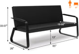 wonline 3-Seat Waiting Room Bench with Armrest PU Leather Office Waiting Room Furniture, Office Guest Seating Lobby Conference Reception Chair for Airport Clinic Hospital