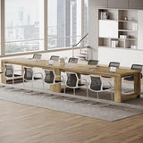 Large Conference Table for 6-8, 87-Inch Rectangular Meeting Table, Farmhouse Seminar Boardroom Desk for Office Conference Room (Natural)