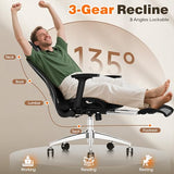 GABRYLLY Ergonomic Office Chair with Footrest, 135° Reclining Desk Chair with Adjustable Lumbar Support,3D Armrest