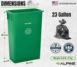 Alpine 23 Gallon Slim Trash Can - Open Top 3 Pack Slender Green Recycle Bin
