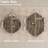 42"-58" Extendable Round Dining Table for 4-6, Kitchen Oval Table with Hidden Leaves & Storage Shelf
