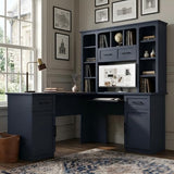 KEIKI L Shaped Computer Desk with Storage Shelves, 2 Drawers & 2 Cabinets
