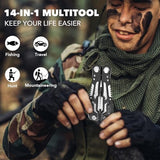 14-In-1 Multitool with Safety Locking, Professional Stainless Steel Multitool Pliers Pocket Knife, Bottle Opener, Screwdriver with Nylon Sheath ，Apply to Survival,Camping, Hunting and Hiking 10 Pcs