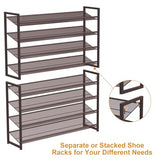 NEYCIL Large Shoe Rack 8 Tier Shoe Organizer, Heavy Duty Metal 4-Tier Stackable Shoe Storage Vertical Shoe Rack for Closet Front Door Entrance, Up to 50 Pairs, 44.8" W x 11.4" D x 56.7" H, Bronze