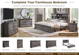 King Size Bed Frame with 54" Tall Headboard with 4 Storage Rack, 2 Drawers