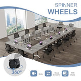 Modular Conference Table 4PCS, Folding Conference Room Tables on Wheels Grey 63in