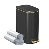 KSSKSS 2.6 Gallon Slim Bathroom Trash Can with Soft-Close Foot Pedal, 10L Stainless Steel Garbage Can with Removable Liner Bucket, for Narrow Spaces,Bathroom, Bedroom (Titanium Black)