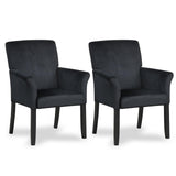 GIANTEX Office Waiting Room Chairs, Set of 2 Fabric Executive Guest Chair, Upholstered Reception Chair with Padded Arms, Backrest, Wood Legs, Guest Chairs for Meeting Room, Dining Room