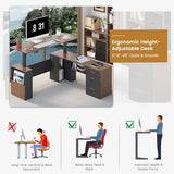 JOMEED 63" L Shaped Executive Standing Desk with Power Outlets and Privacy Panel