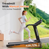 Lastforever 3.5HP Folding Treadmill for Home, 350 lbs Capacity, Portable Treadmills with 3-Level 12% Manual Incline, Bluetooth Speaker, Shock Absorption, Quiet Motor