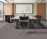 Yaheetech Faux Leather Office Reception Chair Without Wheels Mid Back Ergonomic Guest Chairs for Conference