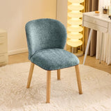 VINGLI Chenille Curved-Back Armless No Wheels Vanity Chair for Girls