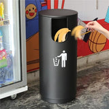 Cylindrical Metal Outdoor Garbage Can with Lid - Durable Waste Container for Garden, Patio