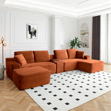 127-Inch U-Shaped Symmetrical Cloud Sectional Couch Compressed Modular Boneless Sectional Sofa with Chaise Lounges and Console