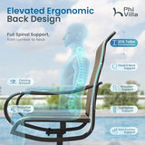 PHI VILLA 9 Pcs Outdoor Dining Set, 82'' Metal Table & Brown Swivel Chairs