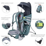 Wipha Baby Backpack Carrier - Lightweight Toddler Hiking Backpack Carrier, Adjustable Baby Carrier with Sunshade, Breathable Design, Large Storage, Travel & Camping (Green)
