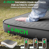 TPYOCQU Self Inflating Sleeping Pad with Electric Pump, 3.15" Ultra-Thick Memory Foam Camping Sleeping Mat with Pillow, 9.5 R-Value Insulated Camping Pad Mattress for Travel Car Tent (Grey-4Inches)