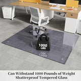 Glass Floor Mat with Round Corner and Polished Edge for Smooth Glide, Office Chair Mat for Carpet, Hardwood Floor