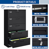 Metal Steel Filling Cabinets for Home Office - Lockable Storage Cabinet for Hanging Files Letter